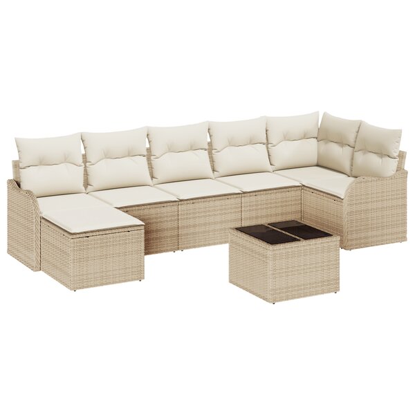 Ensemble de Canapé de Jardin de 8 Pièces avec Coussins en Poly Rattan Marron