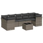 vidaXL Salon de jardin 8 Pièces avec coussins gris résine tressée