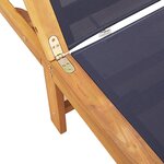 vidaXL Chaise longue et table bleu bois d'acacia solide et textilène