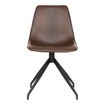 2 chaises de salle à manger en cuir synthétique avec pivot marron foncé et pieds noirs