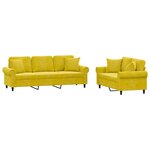vidaXL Ensemble de canapés 2 Pièces avec coussins jaune velours
