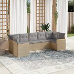 vidaXL Salon de jardin avec coussins 7Pièces mélange beige résine tressée