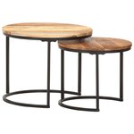 vidaXL Tables gigognes 2 Pièces Bois d'acacia massif