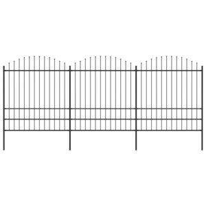 vidaXL Clôture de jardin à dessus en lance Acier (1 75-2)x5 1 m Noir