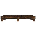 vidaXL Cadre de lit chêne fumé 100x200 cm bois d'ingénierie et métal