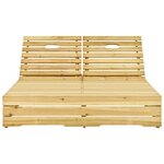 vidaXL Chaise longue double avec coussins Bois de pin imprégné