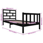 vidaXL Cadre de lit sans matelas noir bois massif 100x200 cm