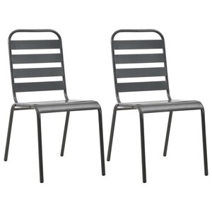 vidaXL Chaises empilables de d'extérieur lot de 2 Acier Gris