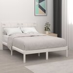 vidaXL Cadre de lit Blanc Bois massif 135x190 cm Double