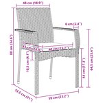 vidaXL Ensemble de Salle à Manger de Jardin de 7 Pièces avec Coussins Noir Poly Rattan