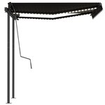 vidaXL Auvent automatique avec capteur de vent LED 3 5x2 5m Anthracite