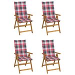 vidaXL Chaises inclinables de jardin 4 Pièces avec coussins Bois d'acacia