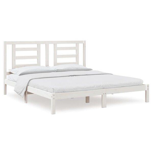 vidaXL Cadre de lit Blanc Bois massif 180x200 cm Super King
