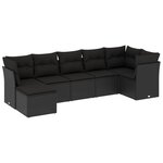 vidaXL Salon de jardin 7 Pièces avec coussins noir résine tressée