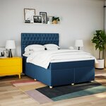 vidaXL Sommier à lattes de lit avec matelas Bleu 140x200 cm Tissu