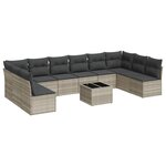 vidaXL Salon de jardin 11 Pièces avec coussins gris clair résine tressée