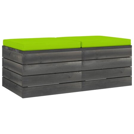 vidaXL Repose-pieds palette de jardin 2 Pièces avec coussins Bois de pin