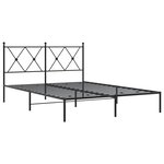 vidaXL Cadre de lit métal avec tête de lit noir 135x190 cm