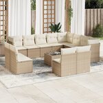 vidaXL Salon de jardin avec coussins 13 Pièces beige résine tressée