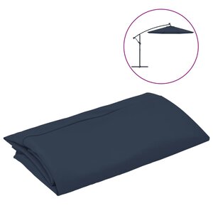 vidaXL Tissu de remplacement pour parasol déporté Bleu 350 cm