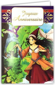Carte Joyeux Anniversaire Fille Conte de Fée Magicienne Manga Enveloppe12x17 5cm