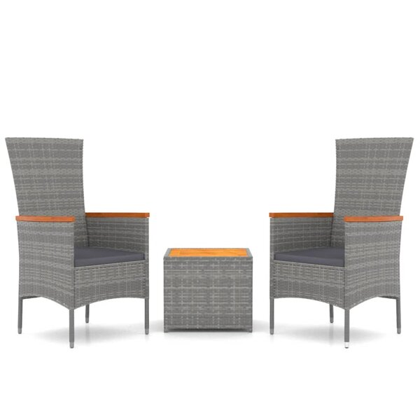 vidaXL Ensemble de salon de jardin 3 Pièces gris poly rotin et acacia
