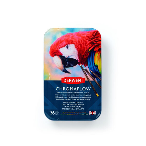DERWENT - CHROMAFLOW - boîte métal 36 crayons de couleur assortis