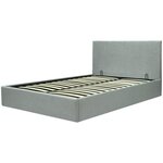 Lit coffre adulte MARTIN - Couchage 160 x 200 cm - Gris clair - Sommier à lattes - 209 x 166 x 99 cm