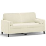 vidaXL Canapé 2 places avec oreillers décoratifs crème 140 cm velours