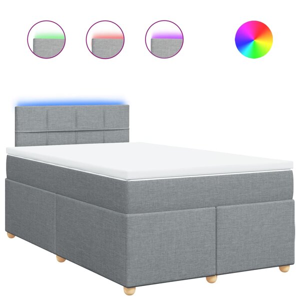 vidaXL Sommier à lattes de lit avec matelas Gris clair 120x200cm Tissu