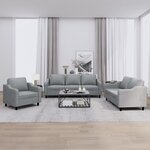 vidaXL Ensemble de canapés 3 Pièces avec coussins Gris clair Tissu