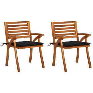 vidaXL Chaises à manger de jardin avec coussins lot de 2 Acacia massif