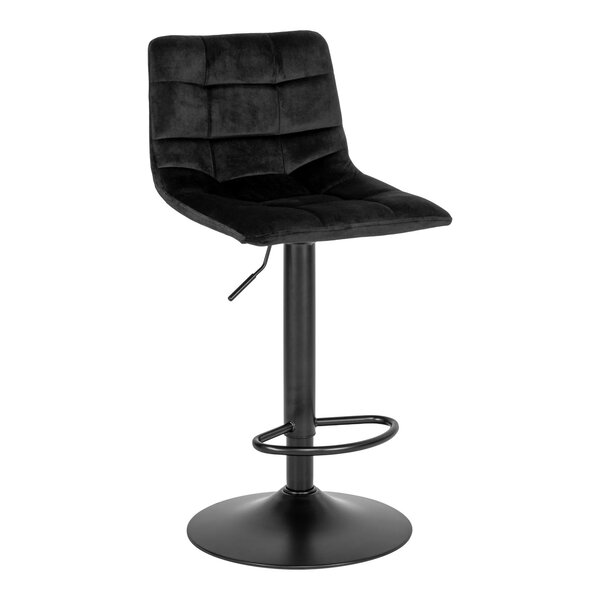2 chaises de bar à un pied en velours noir avec pieds noirs