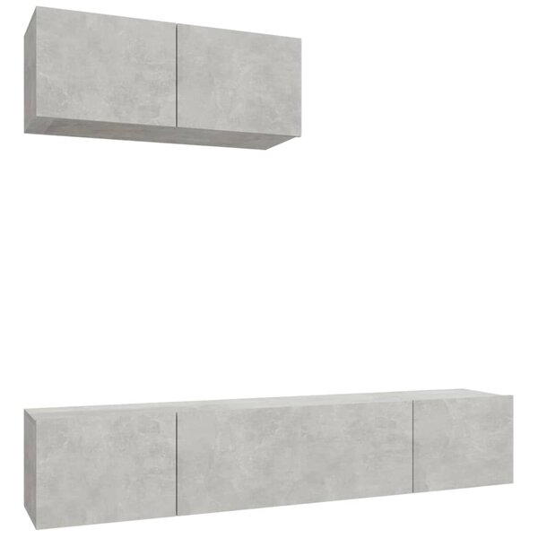 vidaXL Ensemble de meubles TV 3 Pièces Gris béton Bois d'ingénierie