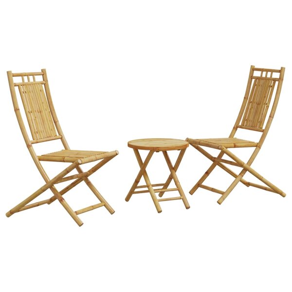 vidaXL Ensemble de bistro 3 Pièces bambou