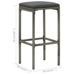 vidaXL Ensemble de bar de jardin 9 Pièces et coussins Résine tressée Gris