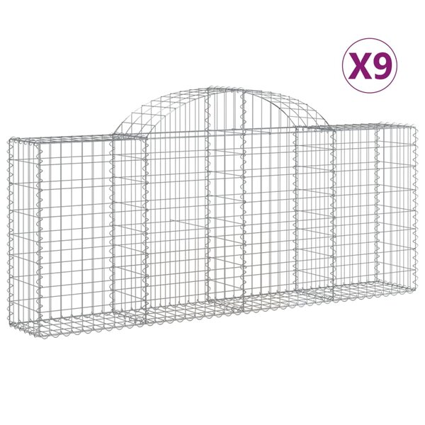 vidaXL Paniers à gabions arqués 9 Pièces 200x30x80/100 cm Fer galvanisé