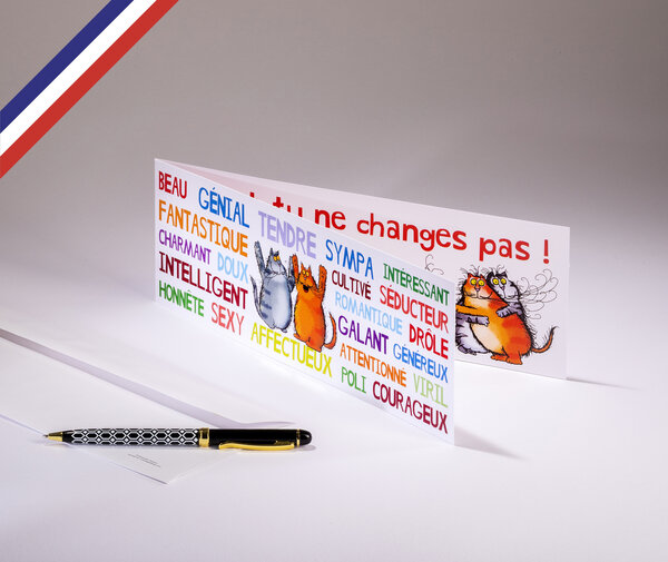 Carte double cha cha cha créée et imprimée en france sur papier certifié pefc - happy birthday