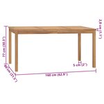 vidaXL Table à dîner de jardin 160x80x77 cm Bois de teck solide