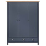 vidaXL Garde-robe à 3 portes Hill Gris 127x50x170 cm Pin solide