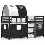 vidaXL Lit mezzanine enfants et tunnel blanc/noir 90x200 cm pin massif