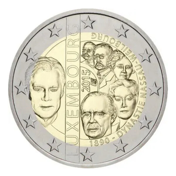 2 euros commémorative Luxembourg 2015 - 125 ans dynastie Nassau Weilburg.
