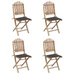 vidaXL Mobilier à dîner d'extérieur pliable 5 Pièces avec coussins bambou