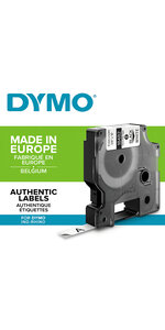 DYMO Rhino - Étiquettes Industrielles Autocollantes en Polyester 9mm x 5.5m Noir sur Blanc