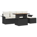 Ensemble de Canapé de Jardin de 6 Pièces avec Coussins en Rattan Poly Noir