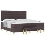 vidaXL Lit à sommier avec matelas et banc Marron Foncé 200x200 cm Tissu