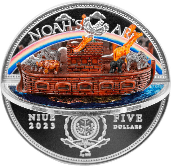 Pièce de monnaie en Argent 5 Dollars g 62.2 (2 oz) Millésime 2023 Three-Dimensional ARK OF NOAH 3D