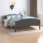 vidaXL Cadre de lit Gris foncé Bois de pin massif 160x200 cm