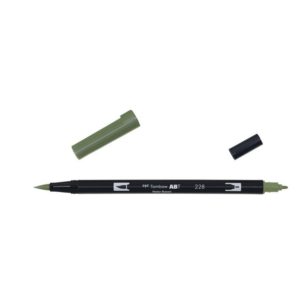 Feutre dessin double pointe abt dual brush pen 228 vert gris x 6 tombow