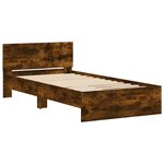 vidaXL Cadre de lit tête de lit et lumières LED chêne fumé 100x200 cm